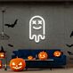 lächelnder Geist mit gekreuzten Augen LED-Neonschild Wohnzimmer Halloweenparty