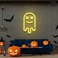 lächelnder Geist mit gekreuzten Augen LED-Neonschild Wohnzimmer Halloweenparty