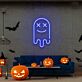 lächelnder Geist mit gekreuzten Augen LED-Neonschild Wohnzimmer Halloweenparty