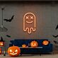 lächelnder Geist mit gekreuzten Augen LED-Neonschild Wohnzimmer Halloweenparty