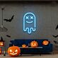 lächelnder Geist mit gekreuzten Augen LED-Neonschild Wohnzimmer Halloweenparty