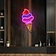 Eiswaffel mit drei Kugeln und Streuseln LED-Neonschild für Eisdiele oder Café