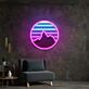 Bergsilhouette im Kreis LED-Neonschild mit UV-Druck für Wohnzimmer oder Büro