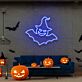 Fledermaus mit Hexenhut LED-Neonschild für Halloween Wohnzimmer