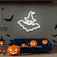 Fledermaus mit Hexenhut LED-Neonschild für Halloween Wohnzimmer