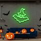 Fledermaus mit Hexenhut LED-Neonschild für Halloween Wohnzimmer