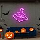 Fledermaus mit Hexenhut LED-Neonschild für Halloween Wohnzimmer