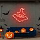 Fledermaus mit Hexenhut LED-Neonschild für Halloween Wohnzimmer