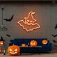 Fledermaus mit Hexenhut LED-Neonschild für Halloween Wohnzimmer