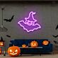 Fledermaus mit Hexenhut LED-Neonschild für Halloween Wohnzimmer