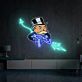 Comicfigur mit Maschinengewehr LED-Neonschild für Gamingzimmer Bar