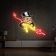 Comicfigur mit Maschinengewehr LED-Neonschild für Gamingzimmer Bar