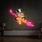 Comicfigur mit Maschinengewehr LED-Neonschild für Gamingzimmer Bar