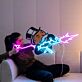 Comicfigur mit Maschinengewehr LED-Neonschild für Gamingzimmer Bar