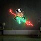 Comicfigur mit Maschinengewehr LED-Neonschild für Gamingzimmer Bar