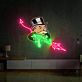 Comicfigur mit Maschinengewehr LED-Neonschild für Gamingzimmer Bar