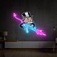 Comicfigur mit Maschinengewehr LED-Neonschild für Gamingzimmer Bar