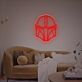 Futuristisches Sci-Fi Helm LED Neonschild im Minimalistischen Design als Moderne Wanddekoration für Wohnzimmer Gaming Zimmer oder Home Office