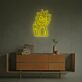 Abstraktes Cartoon Wissenschaftler LED Neonschild mit Markantem Stachelhaar und Provokanter Geste als Moderne Wanddekoration für Gaming Zimmer Man Cave oder Home Bar