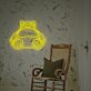 Runde Cartoon-Figur mit Hut als LED-Neonschild