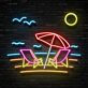 Strand mit Sonnenliegen und Sonnenschirm LED-Neonschild für Wohnzimmer Bar