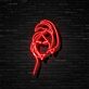 Frau mit Handtuchturban als LED-Neonschild