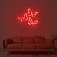 3 Butterflies On One Board Single Color Neon Sign