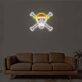 Piraten-Totenkopf mit Strohhut als LED-Neonschild
