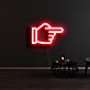 Hand mit ausgestrecktem Zeigefinger nach rechts LED-Neonschild für Bar Club