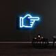 Hand mit ausgestrecktem Zeigefinger nach rechts LED-Neonschild für Bar Club