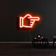 Hand mit ausgestrecktem Zeigefinger nach rechts LED-Neonschild für Bar Club