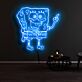 Schwammfigur mit Gesicht und erhobenem Finger LED-Neonschild für Kinderzimmer Wohnzimmer