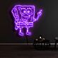 Schwammfigur mit Gesicht und erhobenem Finger LED-Neonschild für Kinderzimmer Wohnzimmer