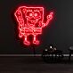 Schwammfigur mit Gesicht und erhobenem Finger LED-Neonschild für Kinderzimmer Wohnzimmer
