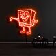 lächelnder Schwamm Cartoonfigur LED-Neonschild für Kinderzimmer oder Wohnzimmer