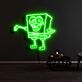 lächelnder Schwamm Cartoonfigur LED-Neonschild für Kinderzimmer oder Wohnzimmer