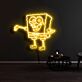 lächelnder Schwamm Cartoonfigur LED-Neonschild für Kinderzimmer oder Wohnzimmer