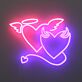 Herz mit Engelsflügeln und Teufelshörnern LED-Neonschild Bar Wohnzimmer
