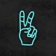 Hand mit Victory Zeichen LED-Neonschild Wohnzimmer Bar