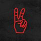 Hand mit Victory Zeichen LED-Neonschild Wohnzimmer Bar