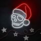 Totenkopf mit Weihnachtsmütze LED-Neonschild für Weihnachten Party