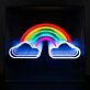 Dekoratives LED Neonschild mit Regenbogen und Wolken Motiv für fröhliche Wanddekoration