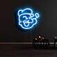lachendes Gesicht mit Mütze und Pfeife LED-Neonschild Wohnzimmer Bar