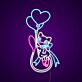 Katze mit Herzluftballons LED-Neonschild für Kinderzimmer Geschenk