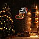 Weihnachtsstrumpf mit Geschenk LED-Neonschild Wohnzimmer Weihnachtsdeko