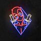 Maske mit gekreuzten Schwertern LED-Neonschild für Gamingzimmer und Wohnzimmer