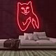 Katze mit provokanter Geste LED-Neonschild für Bar Club