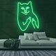 Katze mit provokanter Geste LED-Neonschild für Bar Club