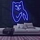 Katze mit provokanter Geste LED-Neonschild für Bar Club