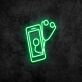 Handyreparatur LED-Neonschild mit Smartphone und Stethoskop